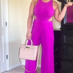 Express wide leg fuchsia cutout jumpsuit